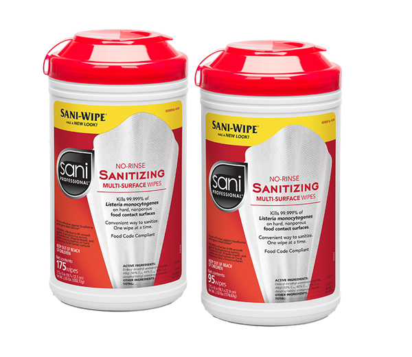 Picture of Sani-Wipe No-Rinse Sanitizing Surface Disinfectant Wipes 175 wipes/disp 6/case