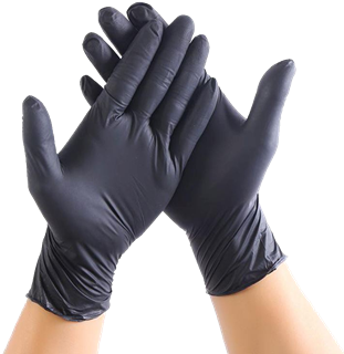 Picture of 6 mil Black Nitrile Gloves PF Small Exam Grade 10 x 100/case