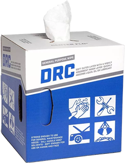 Picture of DRC White Wiper Popup Box 9"x14" 325'/roll 4 Boxes/case