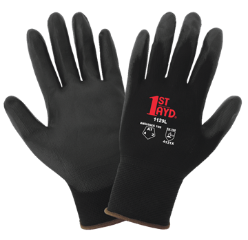 Picture of Black Polyurethane Palm Coated Gloves - Multiple Sizes