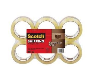 Picture of 3M Clear Carton Sealing Tape (3.1 mil) 1.88 IN x 54.6 YD (48mm x 50m) 6pk (36 rolls/case