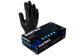 Picture of 7 mil BoldMAX Black Nitrile Gloves Exam Grade XL 10x 90/case