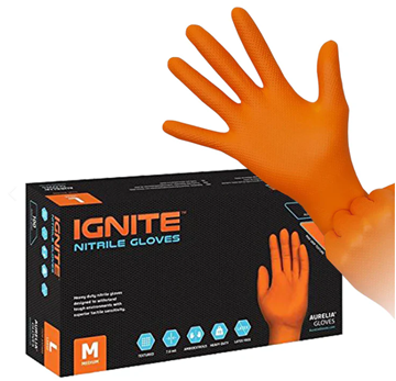 Picture of 7 mil Ignite Orange Nitrile Gloves PF- Multiple Options