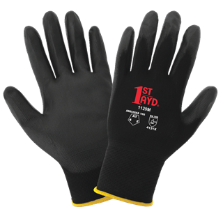 Picture of Black Polyurethane Palm Coated Glove w/Nylon Knit Liner - Med 12dz/cs